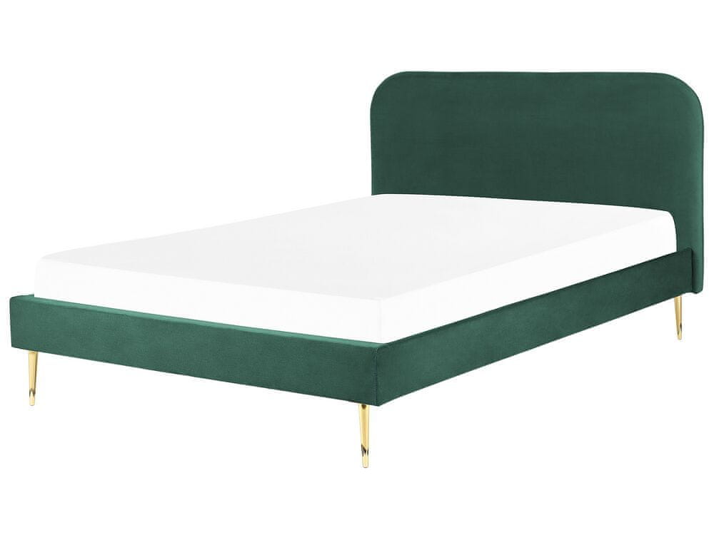 Beliani Zamatová posteľ 180 x 200 cm zelená FLAYAT